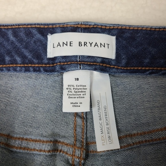 Lane Bryant Jeans Womens 18 Blue Low Rise Boyfriend‎ Distress Magic Waistband - Picture 7 of 11